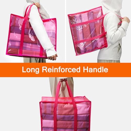 Vieshful Pink 40L Clear Clothes Storage Bag with Zipper 3 Pack — view 4