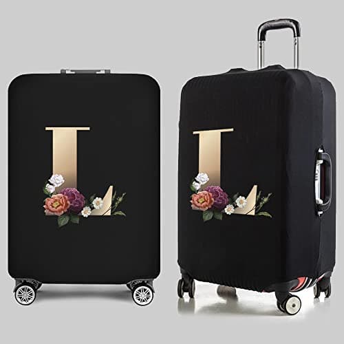 Initial Letter Printed Design Travel Trolley Case Cover Protector Washable Suitcase Cover Luggage Storage Covers for 18-28 Inch Luggage Cover (L (26-28 inch Luggage), gold L) — view 3
