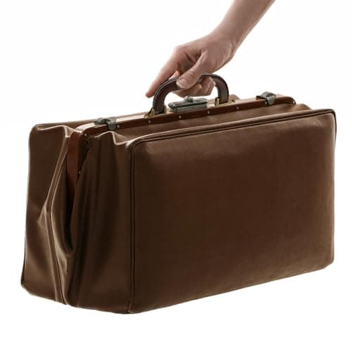 sourcing map PU Leather Luggage Handle, 0.9" Hole Distance Vintage U-Shape Replacement Strap Handle for Travel Handbag Guitar Musical Box Gift Boxes, Brown/Gold — view 5