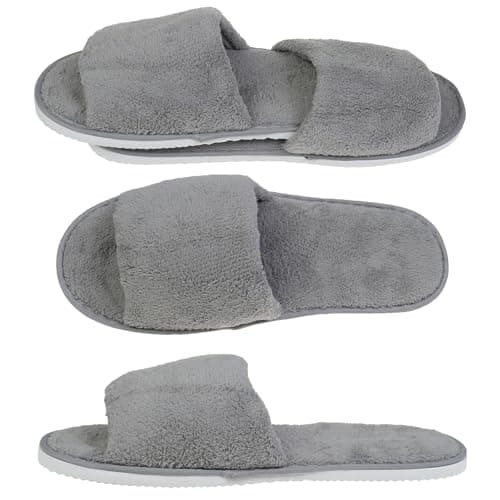 JK Home 4 pairs Coral Fleece Open Toe Spa Slippers, Disposable Deluxe Hotel — view 5