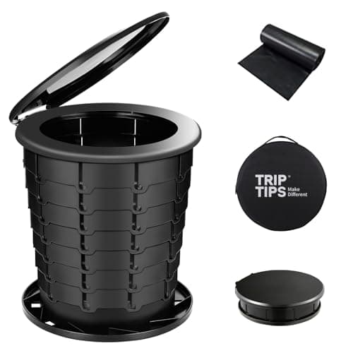 TRIPTIPS Upgrade Retractable Portable Toilet Foldable Height Adjustable Travel Toilet for Car Camping Toilet Portable Potty for Adults and Kids, Portable Toilet for Camping, XL Size (Black-13'')