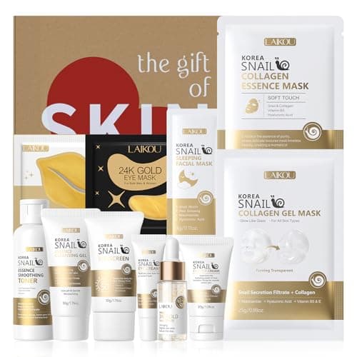 LAIKOU Korea Snail Skincare Set, 11 Pcs Hydrating & Repairing for Women
