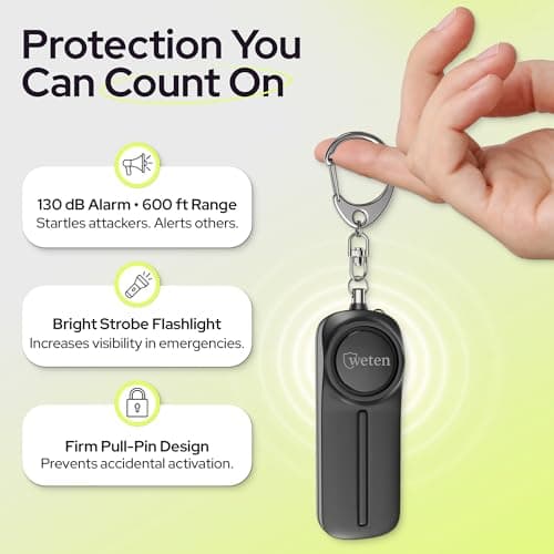 Personal Safety Alarm Keychain for Women, 3 Pack, 130dB Siren, LED Light — view 2