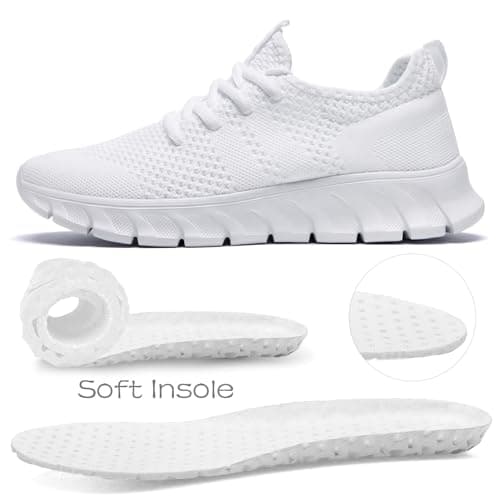 Mens Trainers Running Shoes Slip on Sneakers Walking Gym White Size 10.5 — view 3