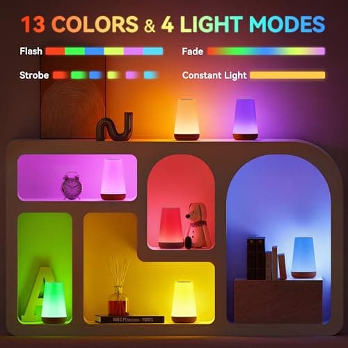 Auxmir Night Light, Rechargeable Touch Bedside Table Lamp, RGB, Dark Brown — view 2