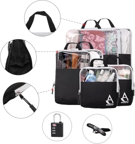 Aerolite Packing Cubes for Suitcases with Digital Luggage Scale and TSA Padlock, 6-pieces Expandable Travel Luggage Packing Organizers With Accessories Ultra Lightweight — view 4