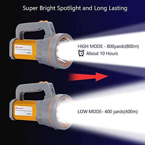 MAYTHANK Super Bright Handheld LED Torch with Lantern USB Rechargeable Large Battery 10000MA, Most Powerful Big Spotlight Flashlight Heavy Duty High Powered Searchlight — view 4