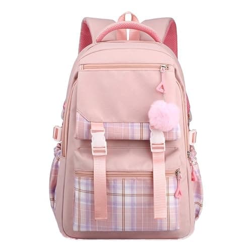 Black Girls Plaid Preppy Backpack Aesthetic Y2k School Rucksack Large Capacity Lightweight Laptop Daypack Cute Travel Backpack with Zip Side Pocket for College Students Casual Anti-Theft Daypack Age11