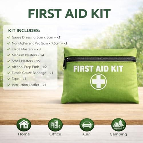 Compact First Aid Kit 24 Piece Emergency Medical Set with Plasters Bandages and Essentials Portable First Aid Kit for Home Office Car Travel Camping Workplace Outdoor Safety — view 2