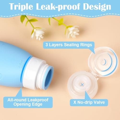 OSDUE Silicone Travel Bottle, 7 Pack Set 90ml Squeezy Travel Bottles Leak Proof Refillable Squeezable Containers Pots for Lotion Liquid Shampoos Soap and Toiletries — view 5