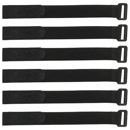 6-Pack Black Nylon Straps – Heavy-Duty Cable Ties & Organiser for Bike Rack, Luggage, Helmet (20x250mm, Reusable)