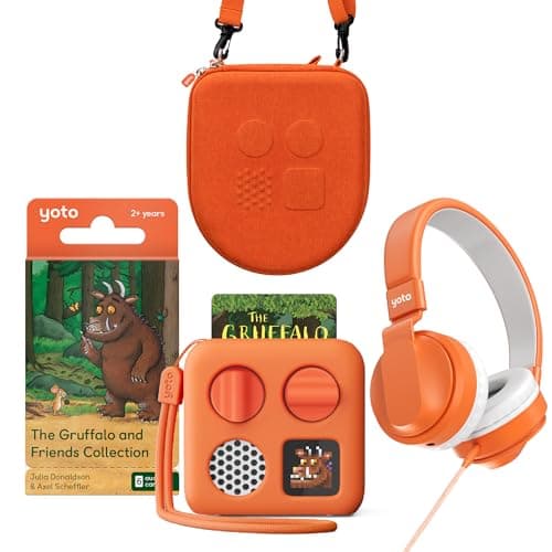 Yoto Mini Gruffalo Travel Bundle - Kids Screen-Free Bluetooth Audio Player with The Gruffalo Audio Card, Wired Headphones, Carry Case and Fruit Punch Adventure Jacket | Screen-Free Listening On the Go