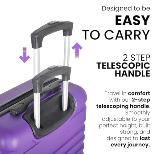 XPLR 5-Piece ABS Luggage Set – Durable Hard Shell Suitcases with TSA Lock, 360° Spinner Wheels & Organised Interiors – Includes Carry-On & Toiletry Bag – Scratch-Resistant Finish – Purple — view 5