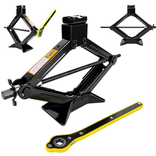 Labor-saving Car ScissorJack with Ratchet, 2Ton Heavy Duty Thickened Steel Scissor Jacks for Cars, Lifting Range:4.9“-16.1”, Universal Scissor Jack for Lifting Cars/SUV/Sedans Car Emergency Kit, Black