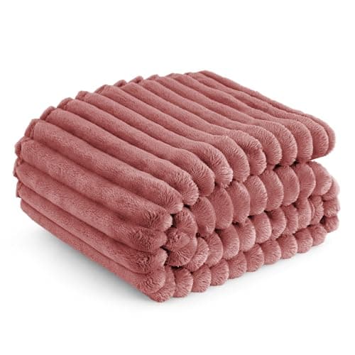 Bedsure Fleece Throw Blanket for Sofa - Fluffy, Brick Dust, 130x170 cm