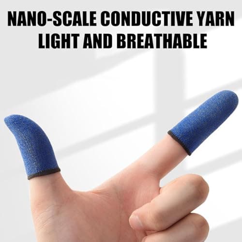 Compression Finger Sleeve - Video Game Finger Sleeves, Claw Socks Thumb Sleeves, 2 Carbon Fiber Thumb | Anti-sweat Cots | Stabilizer Support | Gloves For Mobile, FPS, Games, Electronics — view 6