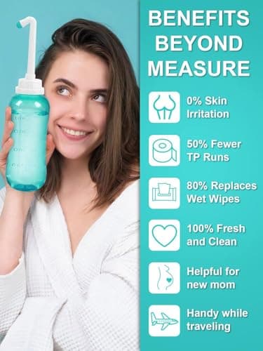 Portable Bidet Postpartum Essentials Bottle- Travel Bidet with a Water Pressure Button,Bidet Sprayer,for Postpartum Care of Women for Perineal Repair and Cleaning 500ml(Green) — view 2