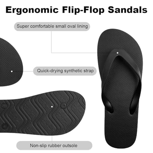 Aomig Unisex Flip Flops Ladies Girl Men Flatform Beach Flip-Flop Slim Rubber Flip Flops Women's Yoga Mat Comfortable Beach Platform Sandals Slip-Resistant Flat Flip Flops(Black-UK Size-3-4) — view 6