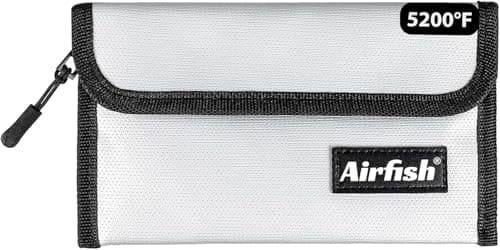 Airfish Fireproof Wallet, 5 x 8 inches, Waterproof Cash Bag with Zipper, Small Fireproof Cash Bag for Valuables, silver
