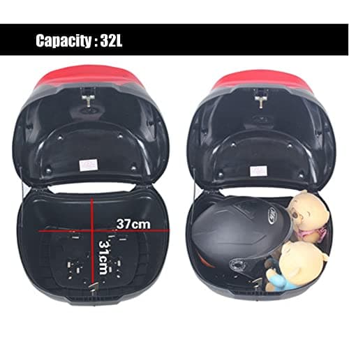 Universal 42l Motorcycle Rear Top Box Scooter Tail Trunk Luggage Storage Case with Soft Backrest, Hard Case Mounting Hardware, Waterproof Lockable, 40x36x29cm15.7x14x11inch Orange One Size — view 5