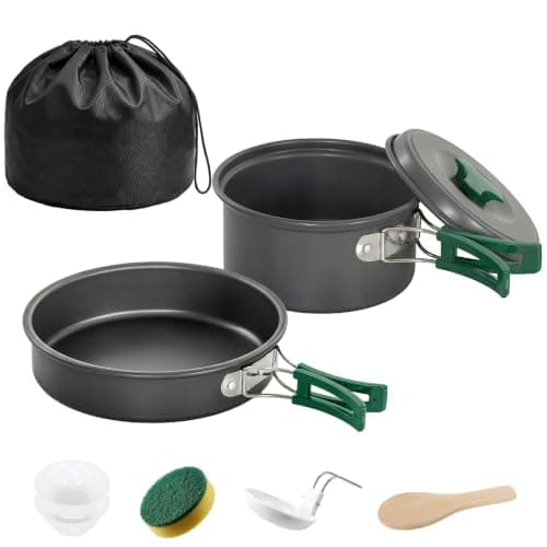 Outsunny Camping Cookware Set, 8-Piece Ultralight Kit for 2 People, Grey