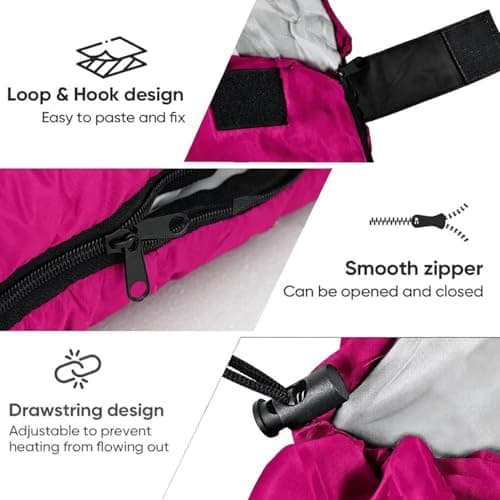 Sleeping Bag for Adults & Kids, 3‑4 Season Cold‑Weather Camping Gear with Carry Bag, Portable Lightweight for Hiking, Backpacking & Outdoor Music Festival (Red) — view 3