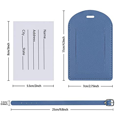 Luggage Tags, 6 Pcs Leather Baggage Labels Travel Luggage Tag with Name ID Card Suitcase Labels Tags for Luggage Bags Backpacks Cruise Waterproof Travel Accessories 6 Colors — view 2