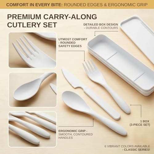Wrova Reusable Plastic Cutlery Set 24-Piece Cutlery with Knife and Fork Set — view 5