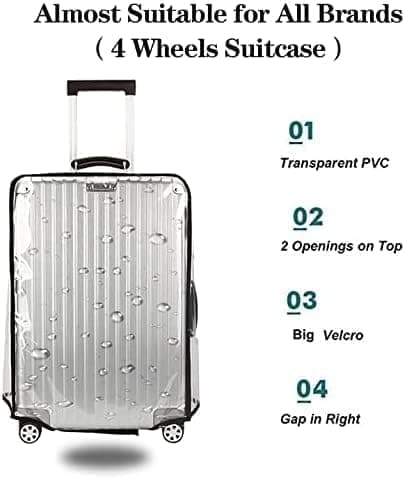 Clear PVC Suitcase Cover Protectors Transparent Travel Luggage Covers for Suitcase TSA Approved. (22 Inches) — view 6