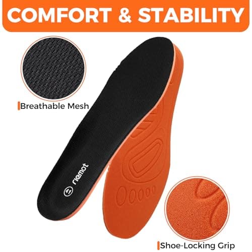 riemot Sport Insoles for Men & Women – Shock-Absorbing Sports Insole for Running, Walking, Cushioned Breathable Shoe Inserts for Hiking, Active Lifestyles Soft Inner Soles, Black, UK 8 — view 3