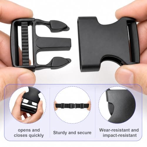 Ruytx 6M Webbing Strap Kit 20mm with 8 Buckles, 8 Three-Slot Buckles Black — view 3