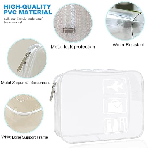 Parsuko 2 PCS Clear Toiletries Bag, TSA Approved, Waterproof, White — view 3