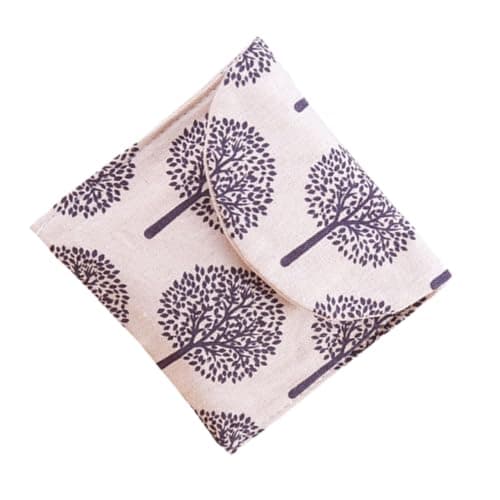 Sanitary Towel Pouch for Girls and Women, Cotton Linen Tape Design