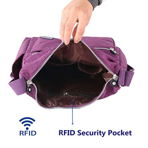 MHCNLL Crossbody Bag with Anti Theft RFID Pocket - Women Lightweight Water-Resistant Purse (Purple) — view 6