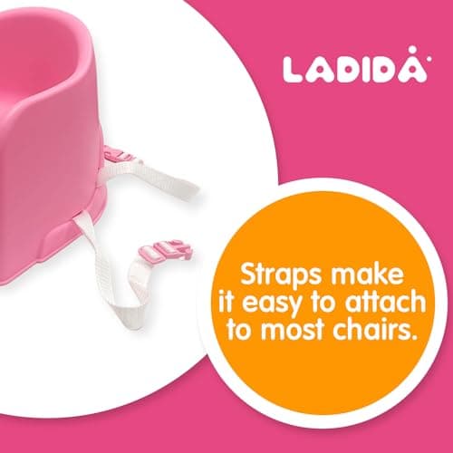 LADIDA Portable Booster Seat, Travel High Chair, Suitable for Feeding and Dining (Pink) 416 — view 3