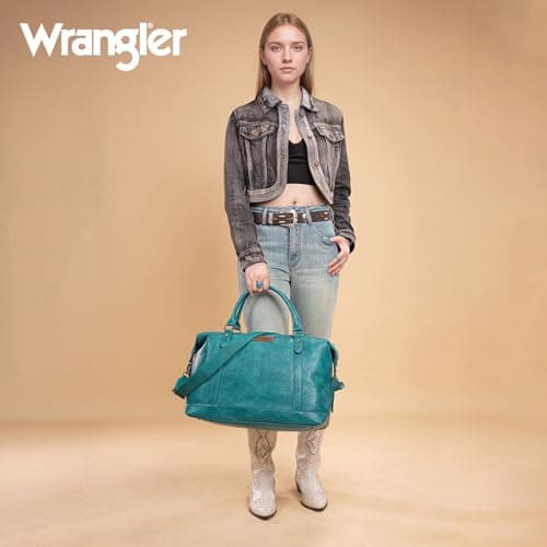 Wrangler Duffle Bag for Travel Large Weekender Bags for Women Waterproof Carry On Overnight Bag, Turquoise, L, Minimalist — view 2