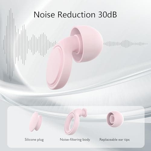 Jayine Ear Plugs for Sleep 2 Pairs, Reusable Noise Cancelling Earplugs Hearing Protection 25dB, Removable Soft Silicone Earplugs for Concerts, Focus, Noise Sensitivity, 16 Ear Tips in S/M/L - Pink — view 2