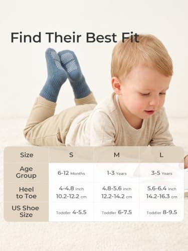 Bearbay Non-Slip Toddler Socks 9 Pairs Cotton Crew for Baby Boys Girls — view 6