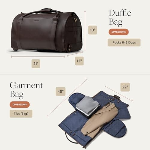 Wool & Oak NOVA Large Duffle Bag with Wheels, Chocolate, L, Leather — view 6
