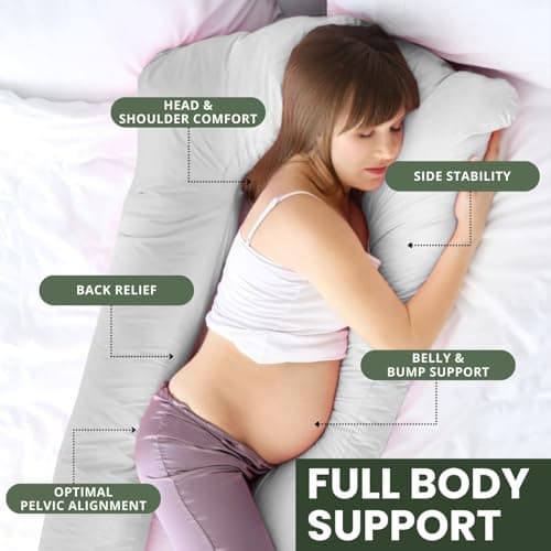 Bedding Home Grey 12ft Pregnancy Pillows For Sleeping | U Shaped Maternity Support Full Body Pillow | Cuddle Cushion Side Sleeper Long Pillow for Pregnant Women (12ft U Pillow, Grey) — view 5