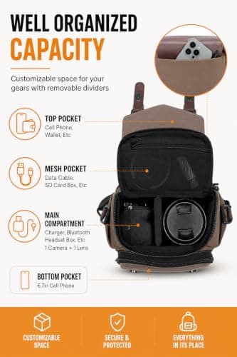 Cwatcun Camera Shoulder Bag, Waterproof Camera Sling Case for Photographers — view 4