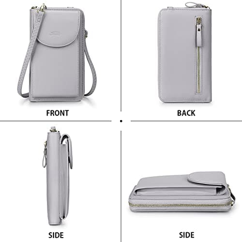 S-ZONE PU Leather RFID Blocking Crossbody Cell Phone Bag for 6.7 Inch Cellphone Women Leather RFID Blocking Wallet Purses with Credit Card Slots — view 6