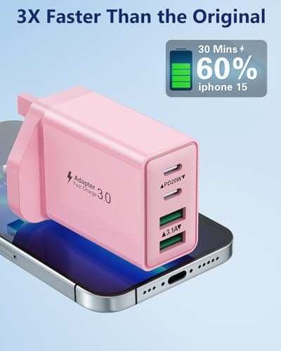 USBC Plug UK Fast Charger, 40W Multi USB Plug Adaptor Fast Charging Plug for iPhone 17 16 15 14 13 12 11 Pro Max Plus,Samsung Charge Head, Dual PD Power Adapter+ QC USB Wall Plug, C Type Charger Plug — view 2