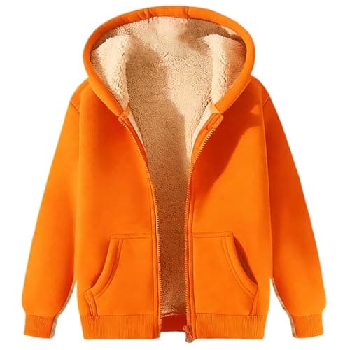 aokavise women's clothing,Fleece Jacket Women 2026 Casual Hoodies Jackets Sweatshirts Trendy Lightweight Ladies Wool Winter Coat Comfy Fashion Zip Up Travel Hoodie Warm Fall Women's Jumpers Orange