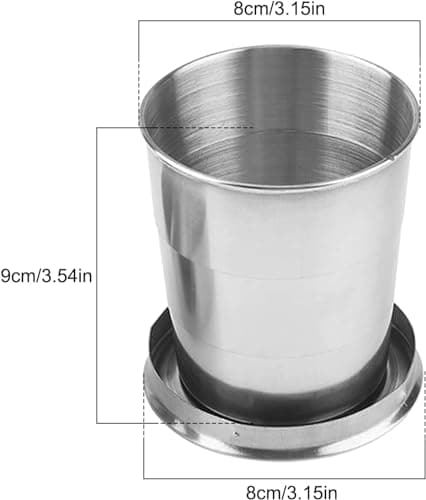 2 Pcs Retractable Folding Mug, Stainless Steel Folding Mug, Portable Coffee Mug, 250ML Reusable Collapsible Tumbler, Collapsible Mug with Key Ring for Travel, Hiking, Camping, Picks — view 2