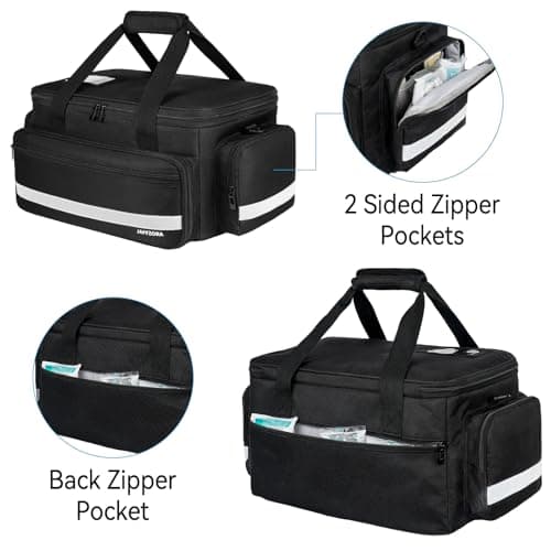 Large Medical Bag for Nurses & Doctors – Empty First Aid Bag with Removable Dividers, Waterproof Medical Supplies Organizer with Shoulder Strap for Home Health Care, Travel & Emergency, Black — view 6