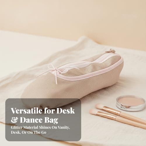 Zippered Ballet Shoe Pouch, Gold, Champagne Gold — view 3