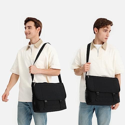 Kono Laptop Messenger Bags Men's Shoulder Bag Fits 15.6 Inch Laptop Water Resistant Anti Theft Cross Body Satchel Briefcase for School Travel Work — view 2