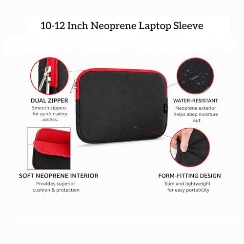 Emartbuy Black/Red Neoprene Laptop Sleeve 10-12 Inch — view 2
