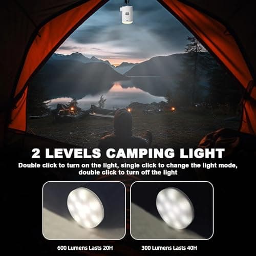 Portable Air Pump for Inflatables: 4000mAh Type-C Rechargeable Battery Powered Ultra-Mini Electric Air Pumps with 5 Nozzles & Camping Light for Air Mattress Air Bed Pool Floats Raft (White) — view 5